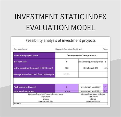 Investment Static Index Evaluation Model Excel Template And Google Sheets File For Free Download ...