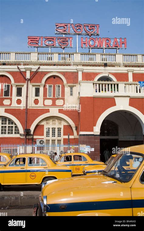 Exterior of Howrah Railway station ; Calcutta Kolkata ; West Bengal ...