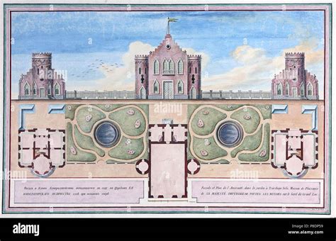 Facade and Plan of the Dutch Admiralty in the Catherine Park of ...