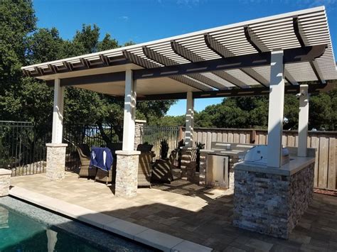 Free-Standing Pergola Installed With Lattice and Solid Roof Combo ...