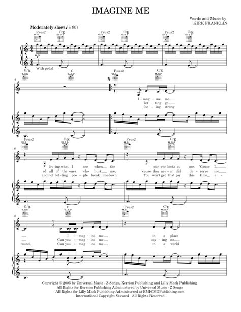 imagine me Sheet music for Piano, Vocals by Kirk Franklin: Music Notes ...