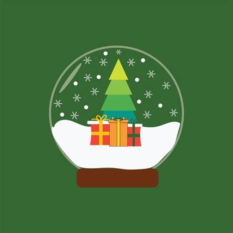 Vector Snow Globe with Pine Tree and Gift 12744433 Vector Art at Vecteezy