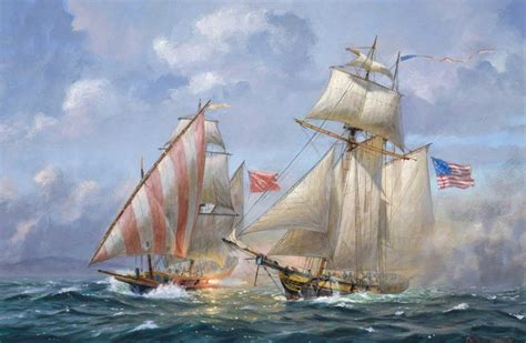 Patrick O'brien Landscape Painting - Uss Enterprise Battling The Barbary Pirates 1801 American ...