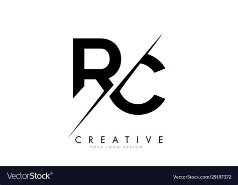 Rc r c letter logo design with a creative cut Vector Image