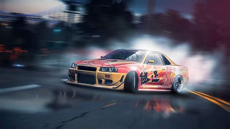 HD wallpaper: drift, Nissan, GT-R, tuning, Skyline, R34, Need For Speed, game art | Wallpaper Flare