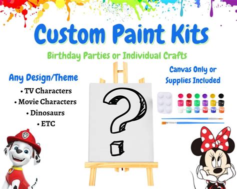 Custom Paint Kits Birthday Party Paint Kits Custom Kids - Etsy