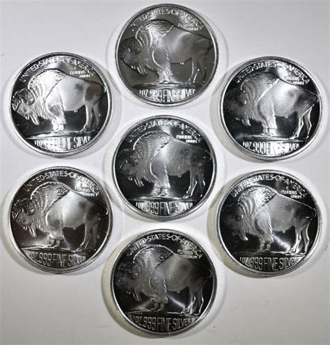 7-2015 ONE OUNCE .999 SILVER BUFFALO ROUNDS