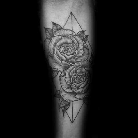 40 Geometric Rose Tattoo Designs For Men - Flower Ink Ideas