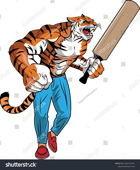 Tiger Play Cricket Cartoonvector Illustration Cartoon Stock Vector ...