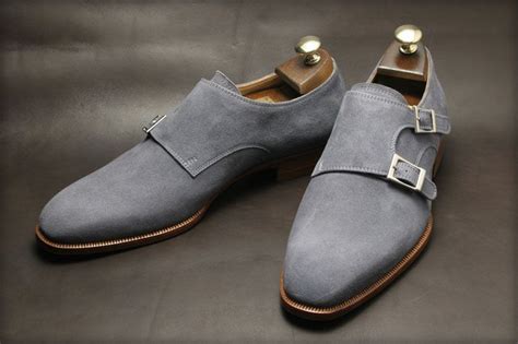 Handmade Men Gray Suede Dress Shoes, Mens Suede Monk Shoes, Mens Formal Shoes on Luulla