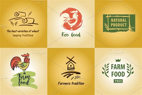 20 logo farm food | Custom-Designed Illustrations ~ Creative Market