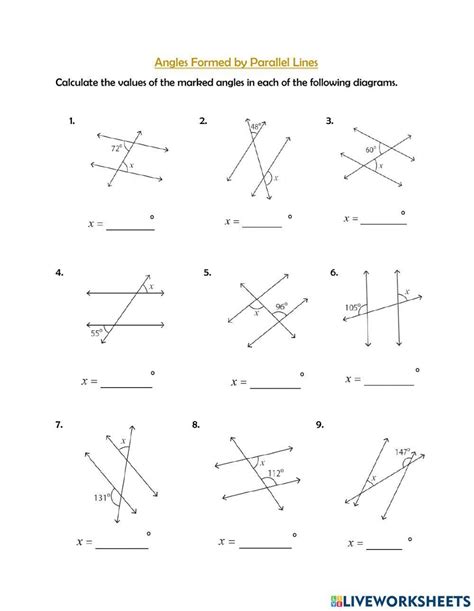 Free angles and parallel lines worksheet answers, Download Free angles and parallel lines ...