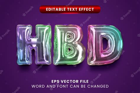 Premium Vector | Rainbow Foil Happy Birthday Balloon text effect