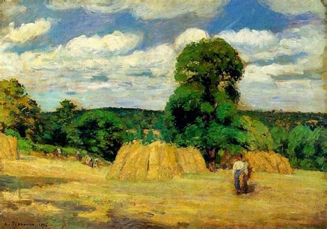 The Harvest at Montfoucault 1876 Painting | Camille Pissarro Oil Paintings | Camille pissarro ...