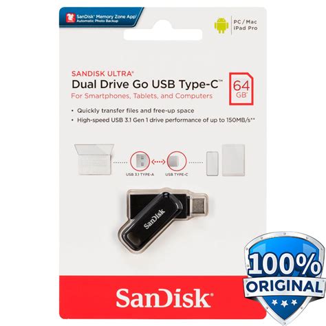 SanDisk Ultra Dual Drive Go USB Type C Flashdisk 64GB - SDDDC3 - Black ...