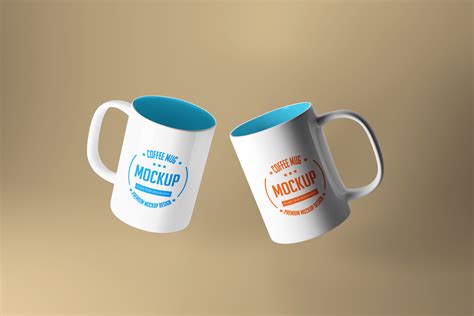 Two White Mug Mockup on Blue Background Graphic by alimran24 · Creative Fabrica