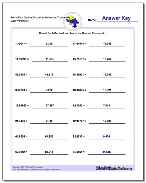 Rounding To The Nearest Thousandth Worksheet - Printable Word Searches