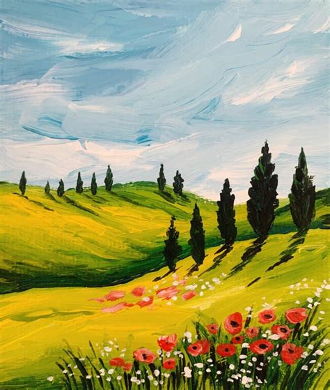 Spring Meadow with Flowers - Easy Spring Painting Tutorial - Debasree ...