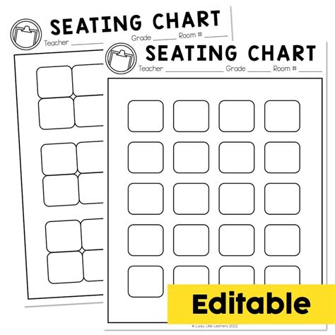 Sub Plans - Editable Seating Chart - Lucky Little Learners