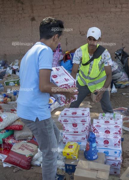 11710111 - Aid donation point in Marrakech following powerful ...