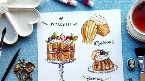 Painting Beautiful French Desserts in Ink and Watercolor | Irina Trzaskos | Skillshare