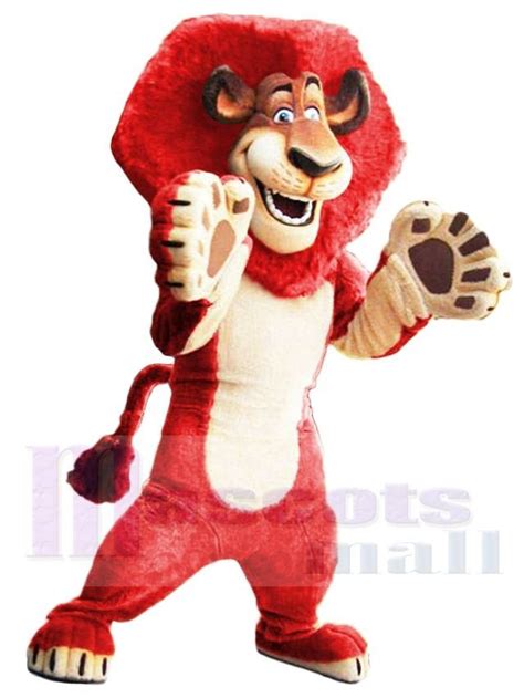 Red Alex The Lion Mascot Costume Animal