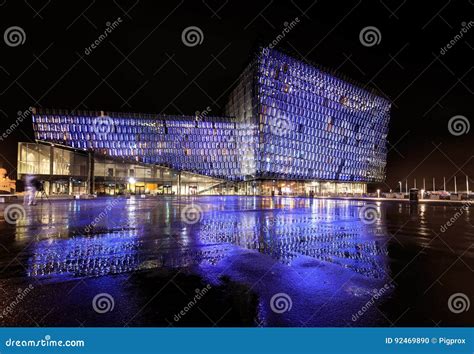 Night Scene of Harpa Concert Hall in Reykjavik Editorial Image - Image ...