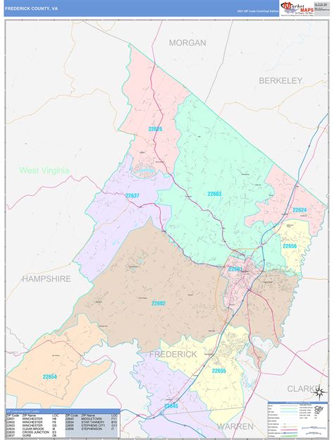 Frederick County, VA Wall Map Color Cast Style by MarketMAPS - MapSales