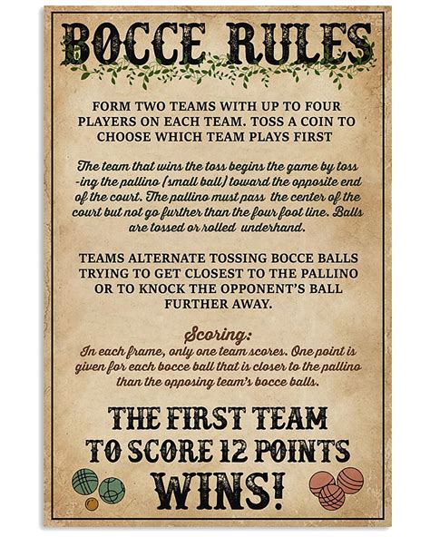 Bocce Rules 2 Teams Poster - Blinkenzo