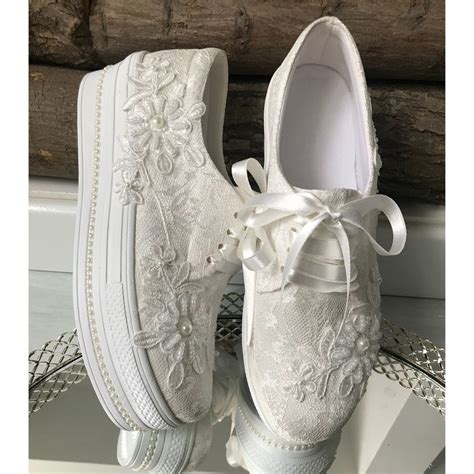 Lace Wedding Sneakers for Bride Bridal Converse Platform - Etsy