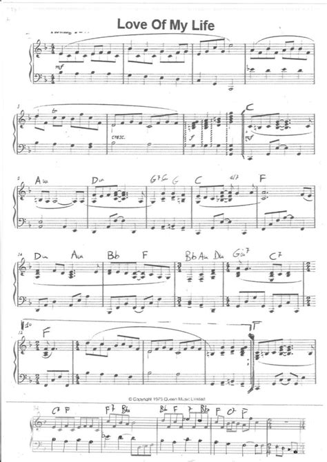 Love of my life free sheet music by Queen | Pianoshelf