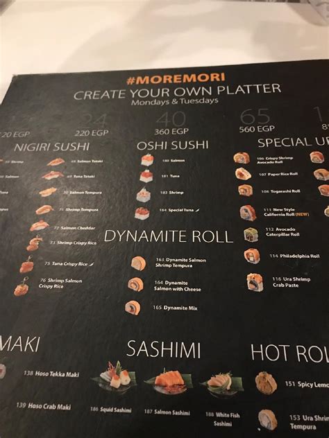 Menu at Mori Sushi - Designia Mall restaurant, Alexandria, Governorate ...