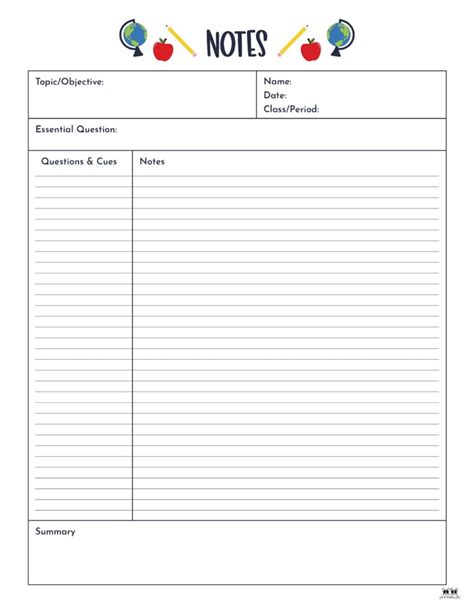 Cornell Notes Template