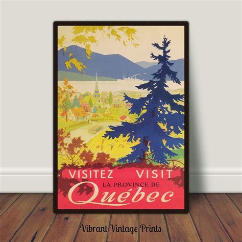 Quebec Canada Wall Art, Canada Travel Art, Visit Quebec Print, Retro ...