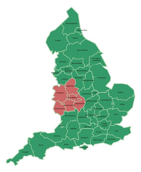 Download A Free Map Of The West Midlands Region Of England