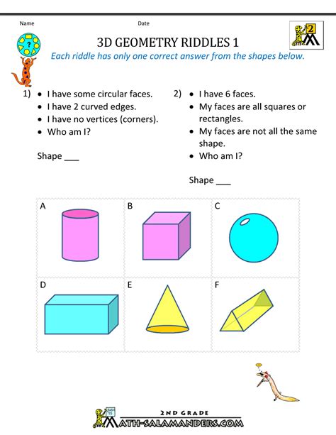 Free Geometry Worksheets 2nd Grade Geometry Riddles