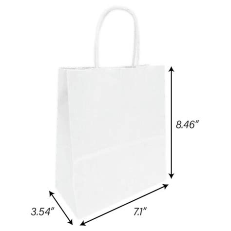 Timmy 7 x 3-1/2 x 8" 40% Recycled White Paper Shopping Bags 25/pkg | Okanagan Bag & Box