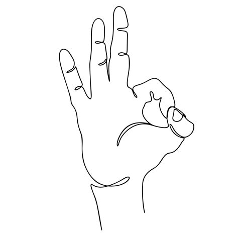 Premium Vector | One line drawing single continuous line sketch hand gesture ok