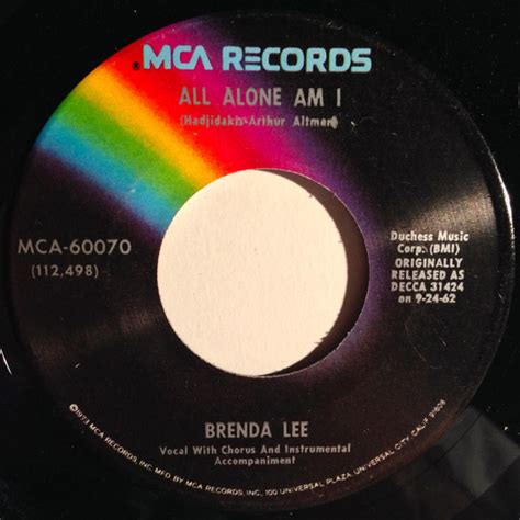 Brenda Lee - All Alone Am I / I'm Sorry (Vinyl, 7", 45 RPM, Single, Reissue) | Discogs