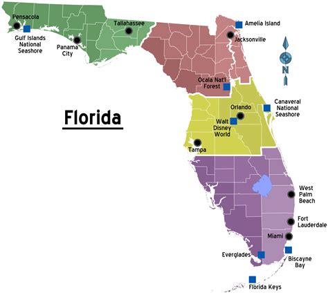 Florida Regions Map With Cities | Florida travel guide, Florida county map, Florida travel