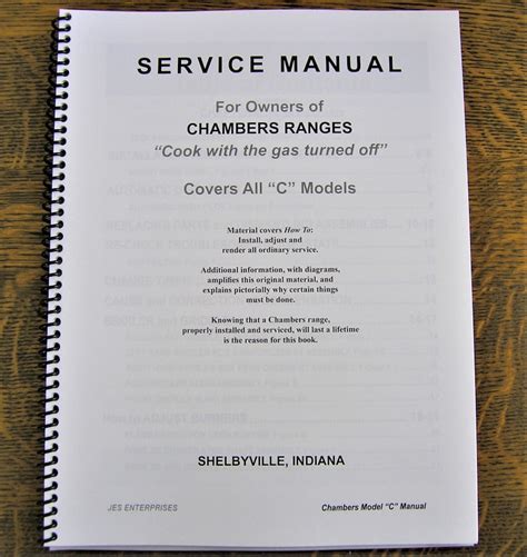 Chambers Model c Gas Stove Factory Service Manual Hard Copy Only - Etsy