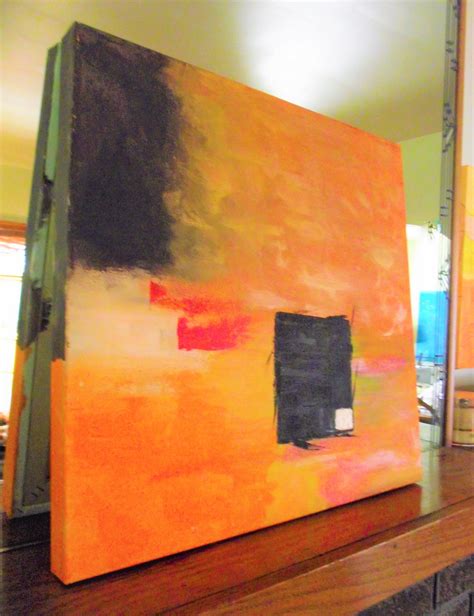 Orange Wall Art Square Abstract Painting Copper and Black - Etsy