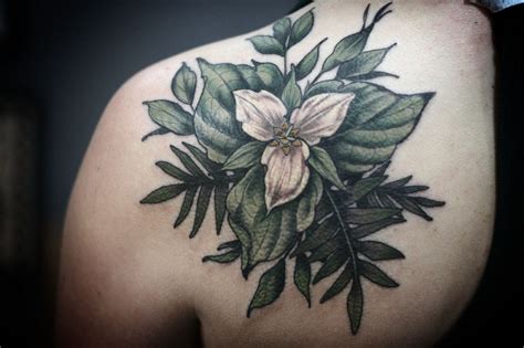 trillium and foliage. thanks for trusting me with your first tattoo, erica!