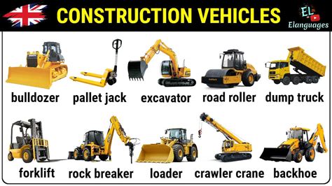 Construction Vehicles in English vocabulary - YouTube