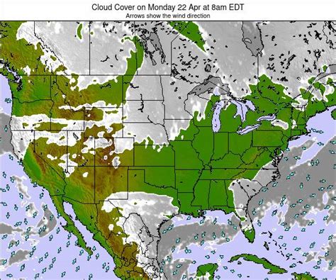 United States Cloud Cover on Friday 21 Jun at 2pm EDT