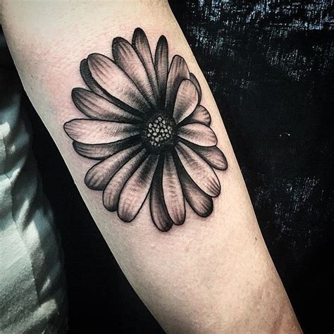 Black And White Daisy Tattoo