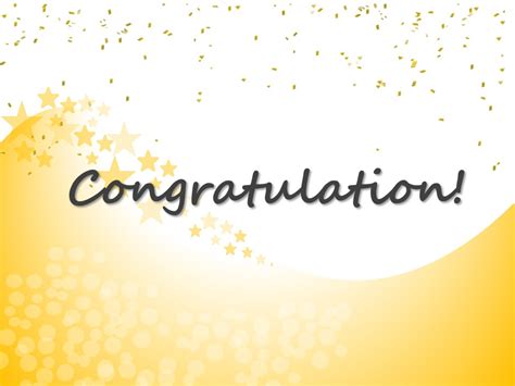 congratulations with stars and confetti on yellow background