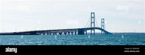 View of the Mackinac Bridge from St Ignace, Michigan, USA Stock Photo - Alamy