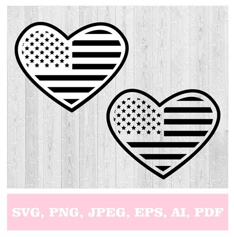 USA Heart Flag svg Heart shaped American Flag Silhouette | Etsy