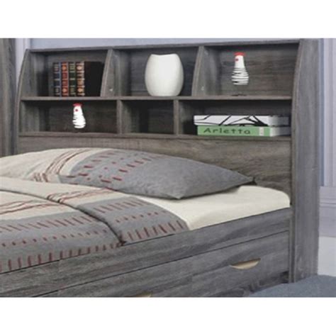 Smart Home Y1601T Mid Century Modern, Headboard for Twin Size Bed, Distressed Grey Color, Wood ...